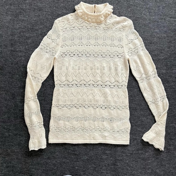 VINTAGE RALPH LAUREN BLUE LABEL MOCK NECK POINTELLE WOOL SWEATER WOMEN SIZE S - Picture 7 of 14